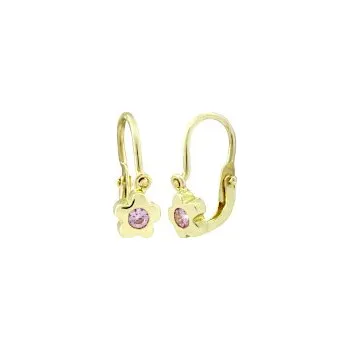 Náušnice Dětské náušnice zlaté Hvězda s růžovým zirkonem