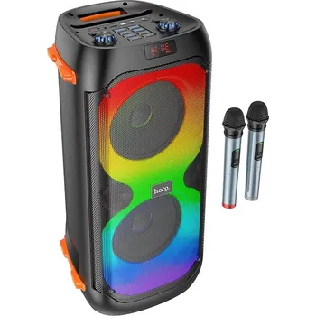 Bluetooth reproduktor HOCO bluetooth / bezdrátový reproduktor LED Outdoor Manhattan + duální bezdrátový mikrofon BS53