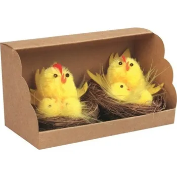 Velikonoční dekorace Slepička s kuřátky - 2 ks - 17149