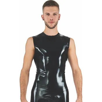 Pánské erotické prádlo Gumové tílko Mister B Rubber Sleeveless T-Shirt černé S, černé latexové tričko bez rukávů