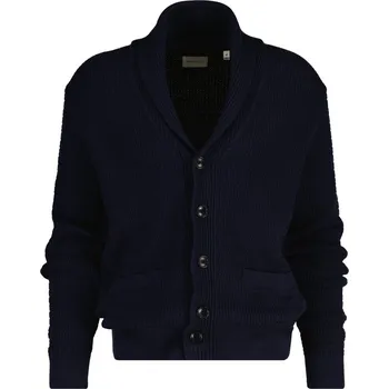 Pánský svetr KARDIGÁN GANT MINI CABLE SHAWL COLLAR CARDIGAN EVENING BLUE