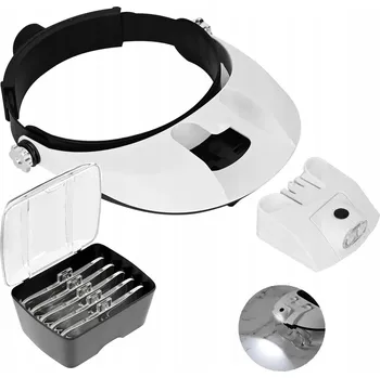 Lupa Lupa na hlavu, precizní brýle s LED osvětlením 3.5x, čelová lupa s držákem