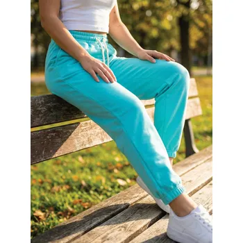 Dámské oblečení Dámské bavlněné tyrkysové tepláky VSB PATTY, VELIKOST 2XL/3XL