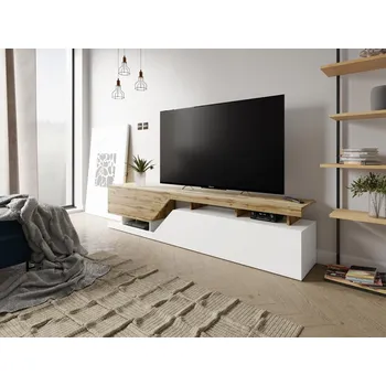 Televizní stolek MOB TV skříňka Bokas 200 (bílá + dub wotan)