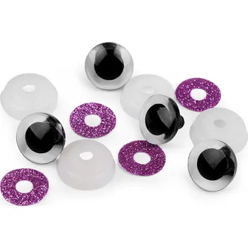 Oči glitrové s pojistkou Ø20 mm, střední, 4 fialová