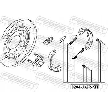 Brzdová čelist Febest 0204-J32R-KIT Sada příslušenství, brzdové čelisti brzdy