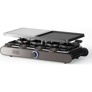 Kuchyňský gril Gril Black+Decker, BXFC1400E, raclette až pro 8 osob, nastavitelná teplota, velikost 21 x 21 cm, 1400 W