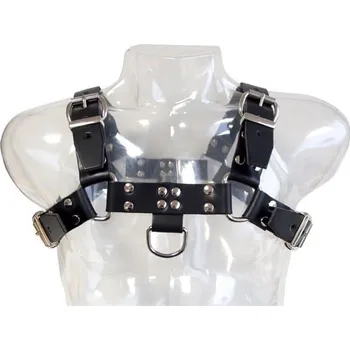 Kožený postroj Mister B Chest Harness Saddle Leather černý L, pánský kožený harness
