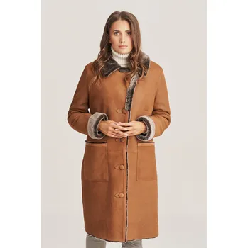Dámský kabát Dámský zimný dubeňák - Dámský kožich v odstínu hnědé (S - 36)