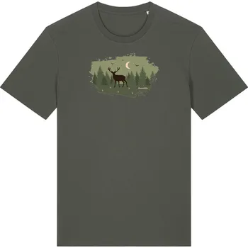 Dámské tričko Tričko Jelen v lese, kaki M