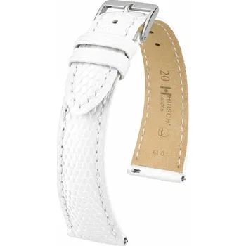 Řemínek na hodinky Kožený řemínek Hirsch London L 04266000-2, bílý, ještěrčí kůže, délka L, Quick Release - 21 mm