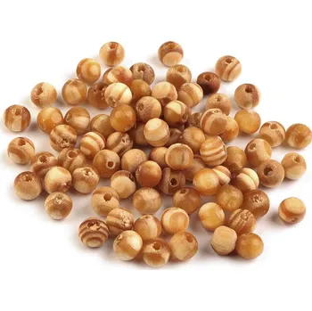 Korálek Dřevěné korálky Strip Ø8 mm, barva 2 borovice světlá