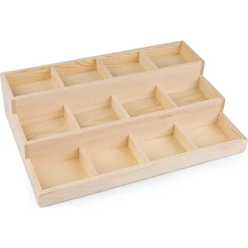 Organizér oblečení Dřevěné plato / organizér 3 patrový 24x35,5 cm Varianta: přírodní sv., Balení: 1 ks