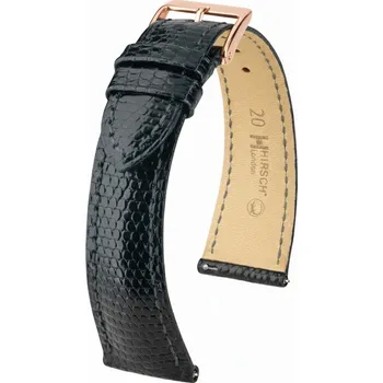 Řemínek na hodinky Kožený řemínek Hirsch London L 04266050-7, černý, ještěrčí kůže, délka L, Quick Release - 18 mm