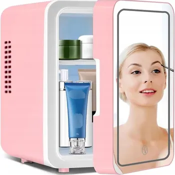 Lednice MINI LEDNIČKA NA KOSMETIKU PŘENOSNÁ AUTOMOBILOVÁ 4L ZRCÁTKO OHŘÍVÁ CHLADÍ