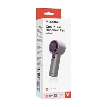 Domácí ventilátor Verbatim Ruční ventilátor Cool 'n' Go Ice Touch, šedý / fialový