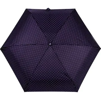 Deštník Skládací mini deštník s puntíky, střední, 4 modrá tmavá