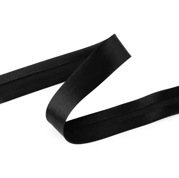 Šikmý proužek saténový šíře 20 mm zažehlený, střední, 1 (001) černá