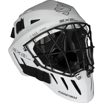 Florbalová maska Exel G MAX PRO HELMET WHITE Brankářská maska bílá, Univerzální - max 58 cm, černá