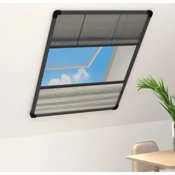 Síť proti hmyzu zahrada-XL Plisovaná okenní síť proti hmyzu se zástěnou hliník 60x80 cm 148682