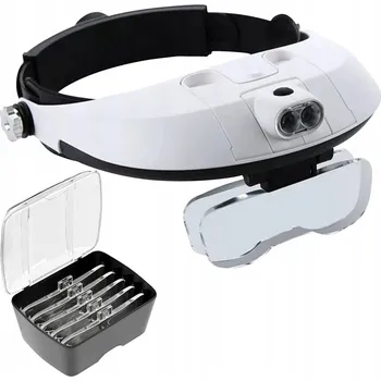 Lupa BRÝLOVÁ LUPA ČELENKA BRÝLE PRECIZNÍ SILNÉ LED SVĚTLO LEHKÁ ZVĚTŠOVACÍ