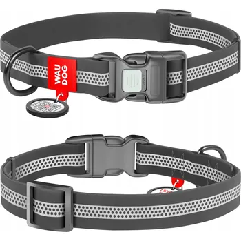 Obojek pro psa Voděodolný obojek pro psa, reflexní, šedý, velikost L, 33-49 cm, 25 mm