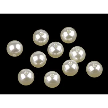 Plastové voskové korálky / perly Glance Ø10 mm, střední, F1 perlová