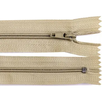 Zip Spirálový zip No 3 délka 18 cm autolock, malé, 308 hnědá přírodní