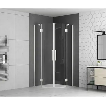 Čtvrtkruhový sprchový kout form&style ROMALLO 90 x 90 cm barva rámu bílá dekor skla čiré sklo