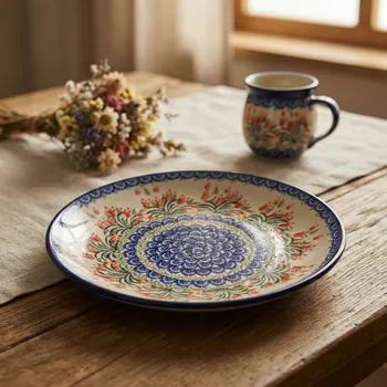 Talíř Mělký jídelní talíř Ceramika Artystyczna Bolesławiec 25,5 cm - dek. 1431X