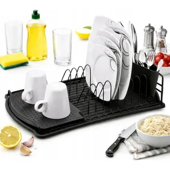 Odkapávač na nádobí ODKAPÁVAČ NA NÁDOBÍ S PODNOSEM A ODKAPÁVAČEM ČERNÝ TADAR 47,5X26,5X11 CM