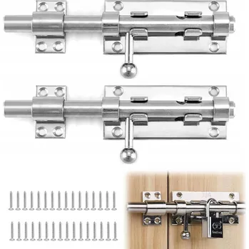 2X Oboustranná závora, zástrč pro dveře, bránu, petlice, uzávěr ocel
