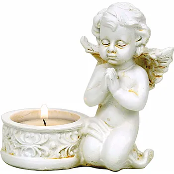 Andělíček se stojánkem na čajovou svíčku svícen vpravo
