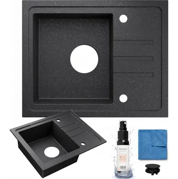 Granitový dřez GRANITOVÝ JEDNODŘEZ ČERNÝ UNIVERZÁLNÍ 55x44 cm + IMPREGNACE