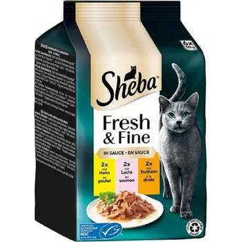 Krmivo pro kočku Sheba Fresh+Fine 6 x 50g kapsička kuřecí, krůta a losos cat