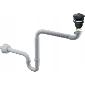 Sifon Zátka umyvadlová bez přepadu / s přepadem klik-klak kulatý Garmand černá