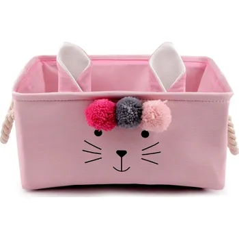 Úložný box Textilní úložný koš králík, střední, 3 růžová sv.