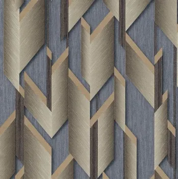 Tapeta Tapeta GEOMETRICKÝ VZOR 3D MODERNÍ ŠEDÁ ZLATÁ