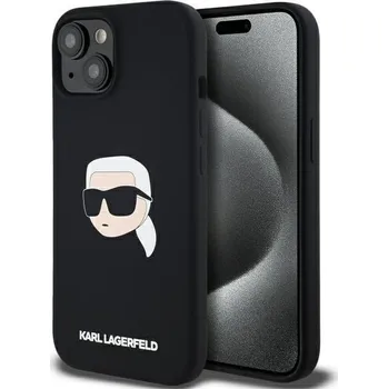 Náhradní kryt pro mobilní telefon Kryt Karl Lagerfeld Case iPhone 15 s Magsafe Klhmp15Sskhpplk (Sil Kl Head Print) black