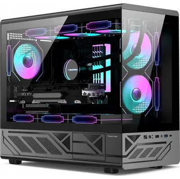 PC skříň Počítačová Skříň PC pro hráče, M-ATX ATX se sklem, 3x aRGB ventilátory, ZX-N5