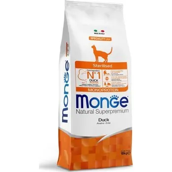 Krmivo pro kočku MONGE Natural Superpremium Sterilised 10kg monoproteinové krmivo s kachním pro sterilizované kočky