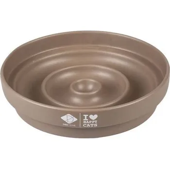 miska pro kočku EBI D&amp;D I LOVE HAPPY CATS Sue Keramická miska na pomalé pojídání pro kočky 750ml - 20x20x4, 5cm hnědá