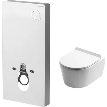 WC sada AKČNÍ SET SLOVARM Předstěnový modul PS-108BPZ + WC mísa Rimless W YJ-2387, bílá