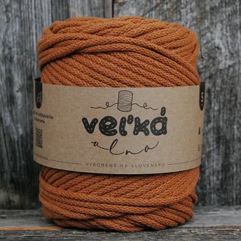 Příze VEĽKÁvlna VEL'KÁvlna bavlněná šňůra na háčkování 5mm Skořice