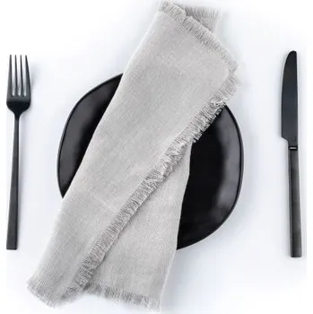prostírání Tom Linen Prostírání s třásněmi šedá 30x40 cm