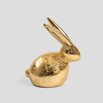 Vánoční ozdoba Dekorativní figurka zajíce DESO zlatá 879130