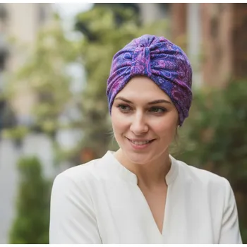 Ebbie Bavlněný turban-twist - MANDALA FIALOVÁ Velikost: 54