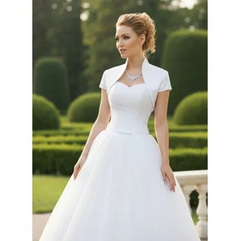 Bolerko Saténové svatební bolerko s vysokým límcem bílé: BF-158 Vybraná velikost: L