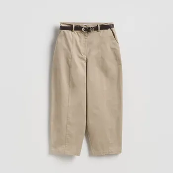 Dámské kalhoty Reserved - Bavlněné kalhoty s páskem - béžová - 361JZ-08X - 361JZ-08X-S