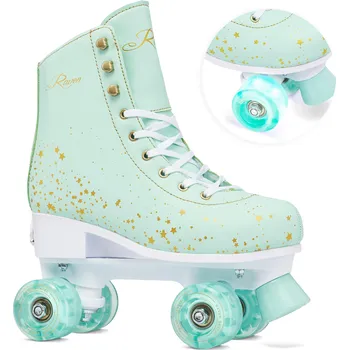 RAVEN Nastavitelné kolečkové retro brusle Raven Noa, svítící LED kolečka 39/42 ZELENÁ|ŽLUTÁ